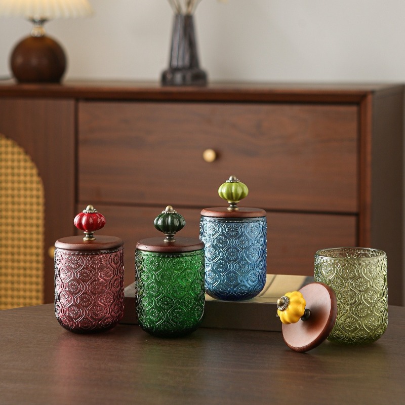 Candle Making Jars With Lids - Scatola portaoggetti retrò in vetro per